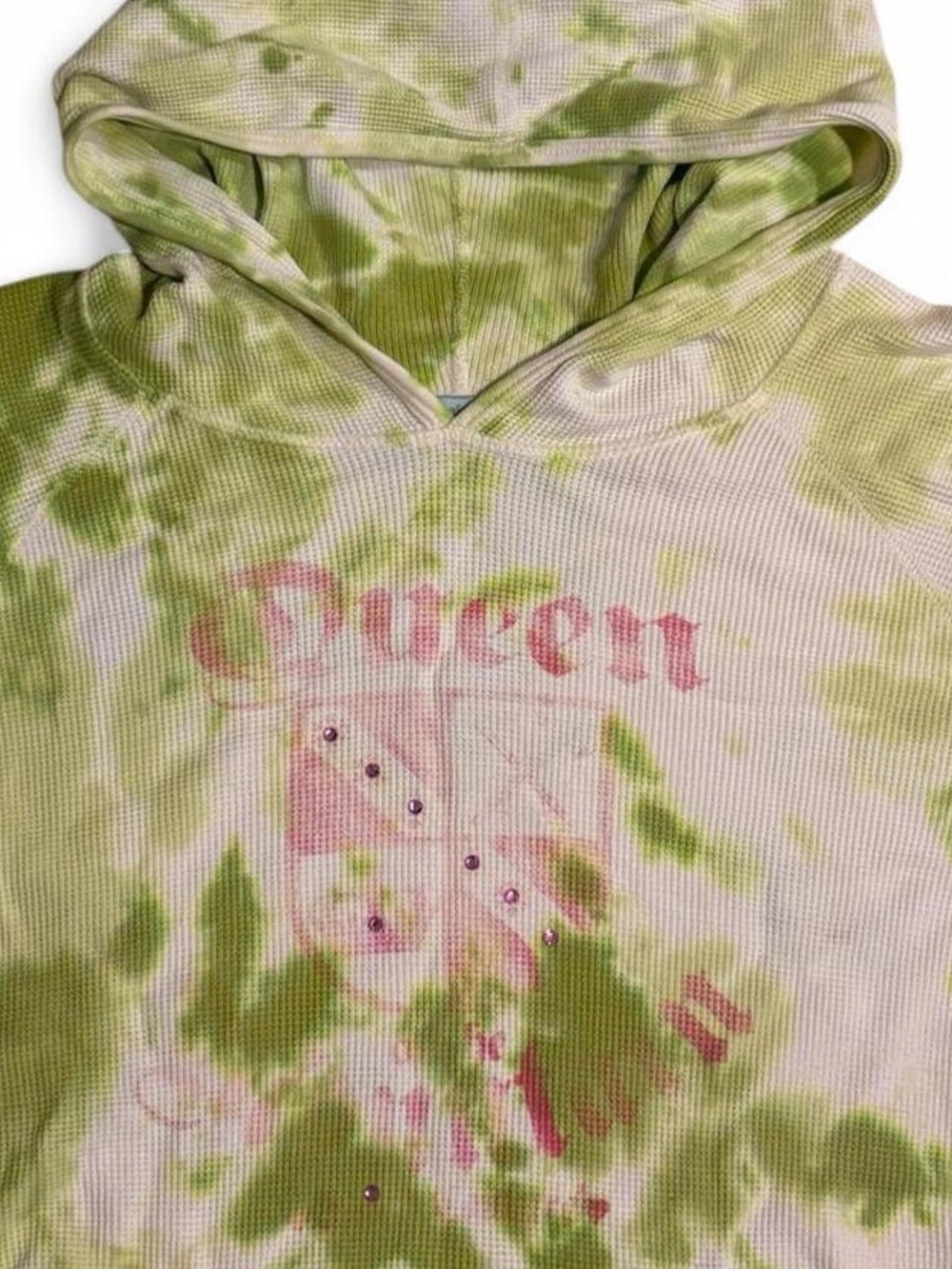Y2K vintage Juicy Couture Queen of the Mountain tie dye rhinestone waffle hoodie